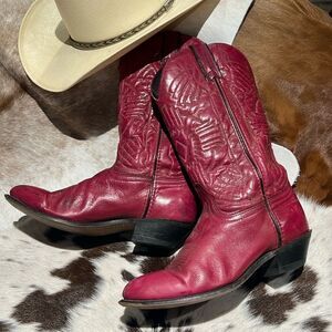 Vintage Pink Real Leather Cowboy Boots Festival Rave Burning Man  B22